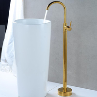 Robinet de baignoire en laiton doré brossé pour salle de bain moderne Robinet de baignoire autoportant à une poignée