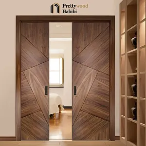 Pretty – porte coulissante en noyer noir de Style américain, Design irrégulier, poche intérieure moderne avec quincaillerie