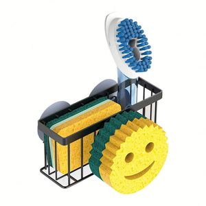 Support de rangement et d'organisation pour éponge de cuisine et salle de bain, avec panier égouttoir et égouttoir pour comptoir d'évier, motif Smiley Face - Product Image 2