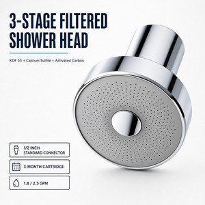 Soffione doccia fisso da 6 pollici <span class=keywords><strong>con</strong></span> filtro per acqua dura, logo personalizzato, confezione KDF 55 ACF per la cura di pelle e capelli - Product Image 4