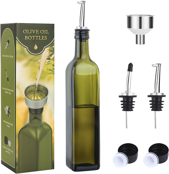 Bottiglia di olio d'oliva da cucina 17 oz-Set Dispenser olio e aceto per imbuto