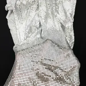 Chaîne en aluminium souple et flexible, tissu maille métallique, aluminium, paillettes, argent, de table, 1 pièce, S538