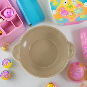 Plato de succión de cerámica de porcelana sin BPA con diseño de elefante y oso de dos orejas, para bebés, con cazoleta de cáscara de arroz para niños pequeños - Product Image 3