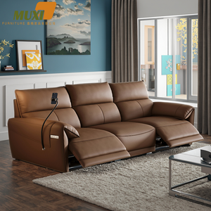 Canapé électrique de luxe italien en cuir véritable, inclinable et extensible, moderne, pièce maîtresse pour salon, avec chargement USB et structure métallique - Product Image 6