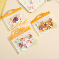 Sachet en plastique auto-scellant Kawaii avec motif animal de dessin animé, pochette de rangement transparente à poignée supérieure pour noix, bonbons, emballage de cadeaux de fête