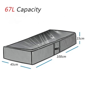Sac de rangement pliable en polyester <span class=keywords><strong>pour</strong></span> vêtements avec fenêtre transparente en PVC Literie Couette Organisateur de <span class=keywords><strong>garde</strong></span>-<span class=keywords><strong>robe</strong></span> Boîte de rangement <span class=keywords><strong>pour</strong></span> <span class=keywords><strong>déménagement</strong></span> - Product Image 2