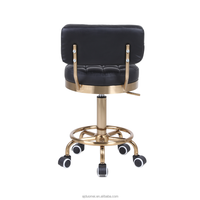 Tabouret de salon roulant en cuir PU DM avec dossier, hauteur réglable, roulettes pivotantes, repose-pieds, couleur personnalisée, vente en gros d'usine