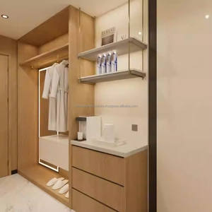 Ensembles de chambre d'hôtel modernes et écologiques : Cadre de lit en bois, tables de chevet, armoire, meuble TV, table de chevet, canapé lounge pour hôtel 3 étoiles - Product Image 5