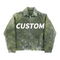 Veste en jean délavée style streetwear pour homme, personnalisée OEM, en coton biologique écologique, décontractée, vintage, effet usé, broderie