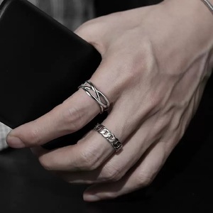 Men's Intertwined Geometric Open <b>Adjustable</b> <b>Ring</b> For Index Finger Punk Style Jewelry Gift - Product Image 4