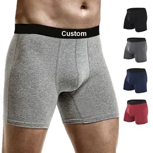 Custom Logo Cotton/Bamboo/Nylon Men Underwear Plus Size Breathable Boxer Briefs