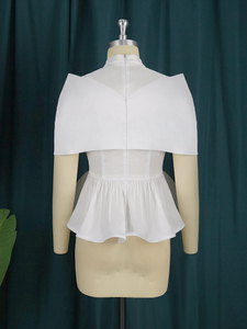 Tops blancos de retales para mujer, camisas transparentes con <span class=keywords><strong>volantes</strong></span> a la moda para fiesta - Product Image 6