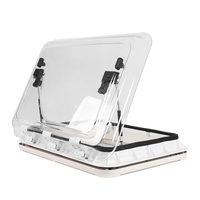 CAPEXRV Fenêtre de toit de camping-car 500x700mm avec lumière LED, store plissé et moustiquaire, en verre acrylique