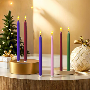 Đầy màu sắc 3D Flameless Led nến ánh sáng pin hoạt động điều khiển từ xa côn nhấp nháy dài thiết kế cho đám cưới Diwali nhựa - Product Image 1