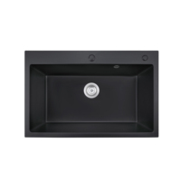 Évier de cuisine en quartz noir à poser, résistant à la chaleur, en granit composite, pour usine