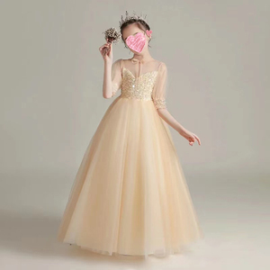 Per bambini con perline verdi qualsiasi colore Tulle pizzo una linea fiori ragazze manica lunga <span class=keywords><strong>abito</strong></span> da sposa <span class=keywords><strong>abito</strong></span> da sposa dalla cina per i bambini - Product Image 3