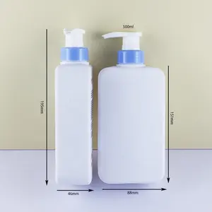 500Ml Zacht Aanvoelend Vierkant Body Wash Douchegel Pomp Fles Plastic Custom Shampoo Fles Verpakking Met Logo