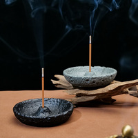 Plateau d'aromathérapie Sauge et Cèdre Style Wabi-Sabi en Ciment, Porte-encens, Brûleur Purificateur d'Air Démagnétisant pour Yoga et Méditation