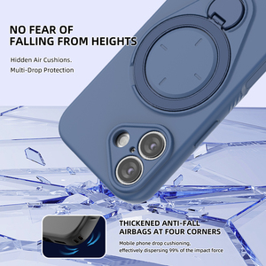 Funda Magnética con Carga Inalámbrica y Protección Anticaídas para <span class=keywords><strong>iPhone</strong></span> 17 16 Pro Max, Carcasa Trasera Protectora de TPU Suave con Anillo de Soporte de 360 Grados - Product Image 3