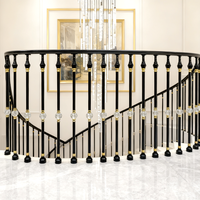 Balustrades et mains courantes de balcon de balustrade d'escalier en alliage d'aluminium noir mat de haute qualité de conception de luxe pour la décoration de villa