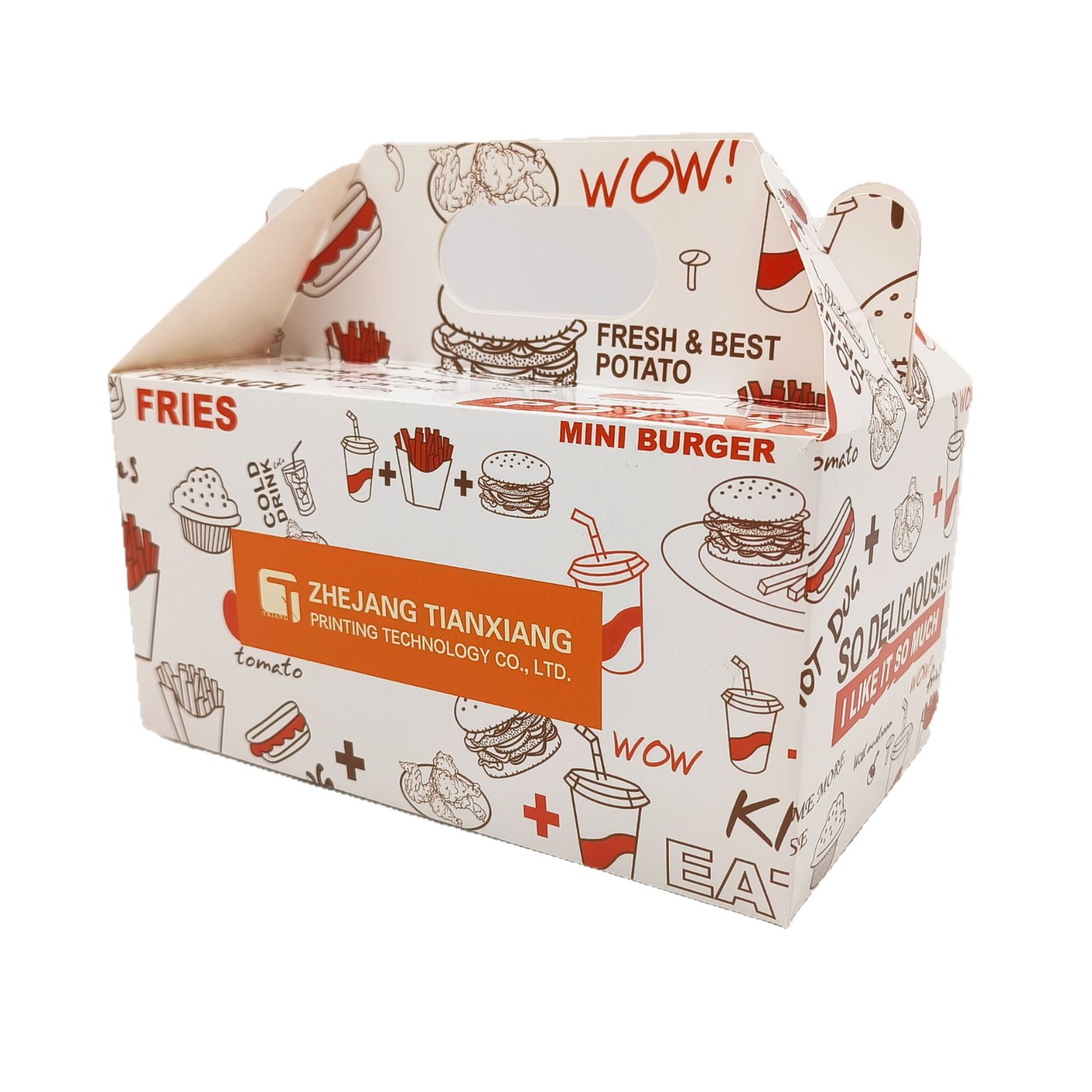 Wholesale Disposable Custom Design Logo Food Grade Coated Paper Plates Bowls Burger Fried Chicken Takeaway Food Packaging