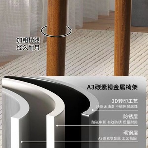Dining Chair Nordic Style Wood <b>Frame</b> Upholstered Seat Modern Minimalist Home Use - Product Image 3