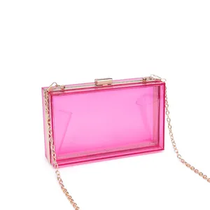 Wholesale Trendy Party Acrylic Transparent Bag Acrylic Colorful Evening Bag Clear Box Clutch