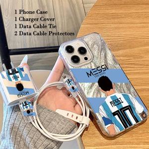 Ensemble de 5 coques de téléphone avec motif de silhouette arrière de Messi + kit de protection du chargeur, adapté aux séries Iphone11-17 - Product Image 4