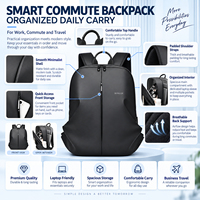 Sac à dos d'affaires minimaliste noir BONLOR OEM, sac pour ordinateur portable imperméable, sac à dos de voyage ergonomique pour hommes et femmes
