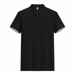 Polo Shirt Men Cotton Solid Color Turn <b>Down</b> Collar Workwear Summer Uniform 210g Custom Logo Printed - Product Image 2