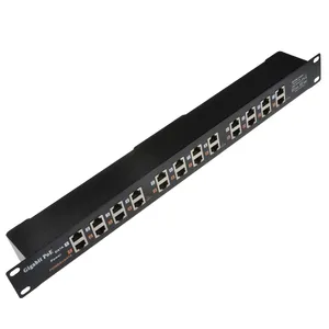 GPOE-12-1U Panel Dudukan Rak Pasif Injektor PoE Gigabit 12 Port PoE Midspan untuk Kamera ISP