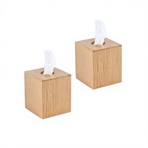 Set Of 2 Wooden <b>Tissue</b> <b>Paper</b> Box Square Shape Customized Size Napkin Storage Box From Manufacturer In India - Product Image 1