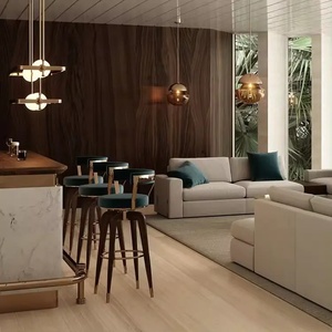 Tabouret de <span class=keywords><strong>Bar</strong></span> de Cuisine Moderne en Cuir <span class=keywords><strong>Noir</strong></span> et Or avec Pivotant-Élégantes Chaises de <span class=keywords><strong>Bar</strong></span> en Bois Massif pour Dîner Haut de Gamme - Product Image 6