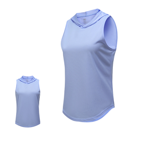 Maglietta da ginnastica Casual senza maniche da uomo 100% poliestere <span class=keywords><strong>e</strong></span> ad asciugatura rapida canotta con Logo personalizzato per sport <span class=keywords><strong>e</strong></span> Fitness lavorato a maglia con cappuccio - Product Image 5
