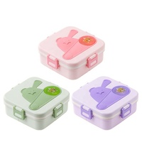 Boîte à bento en plastique de style dessin animé pour enfants 900ml Conteneur alimentaire à double niveau Carton emballé en plastique unique sans BPA micro-ondable