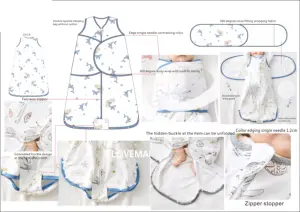 Sac de couchage personnalisé en coton confortable ajusté avec fermeture à glissière bidirectionnelle pour bébé à prix d'usine