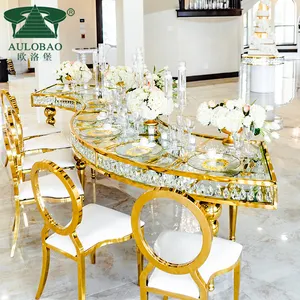 Event Tables Wholesale Crystal Tempered Glass Top Stainless Steel Wedding Table For Event