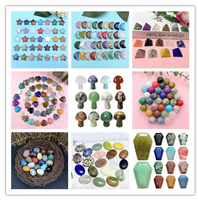 Grosir Kustom Batu Permata Alami Kuarsa Kristal Mata Kucing Mini Agate Bentuk Jamur Set Batu Penyembuhan Dekoratif untuk DIY