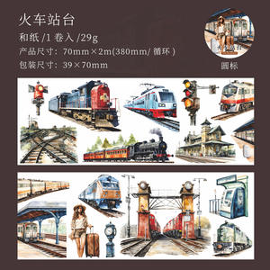 1 rouleau/pièce Ruban adhésif Car Street View Series Car Landscape Handbooks DIY Material Recycling Sticker 6 Models - Product Image 6