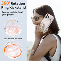 Funda Magnética Transparente con Soporte Giratorio de 360 Grados, Antigolpes, Carcasa Trasera Rosa para iPhone 17 16 15 14 Pro Max