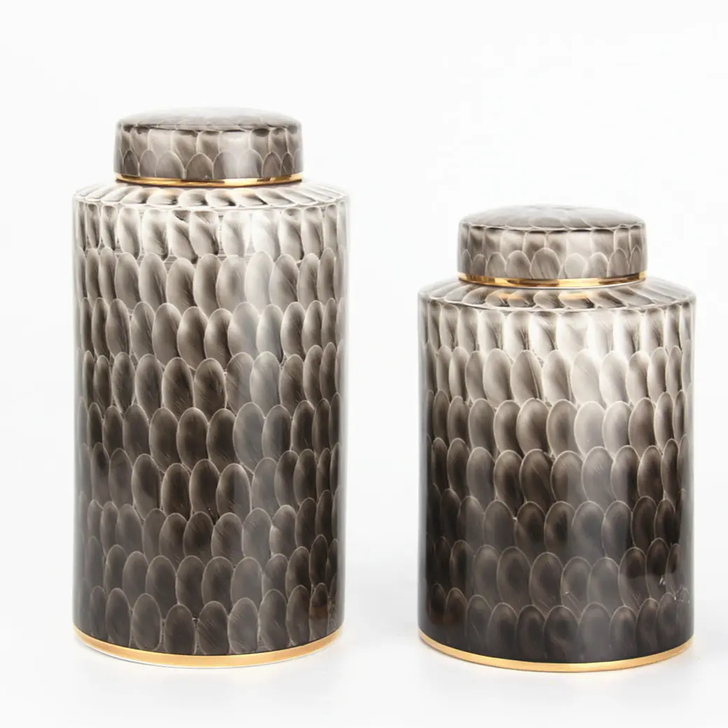 J026 Fashion scaly pattern honey storage bottles ceramic glaze porcelain home decoration