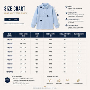 Camisa <span class=keywords><strong>Polo</strong></span> de Manga Larga para Niños, 100% Algodón Piqué, Secado Rápido, Transpirable, Uniforme Escolar, Tops Casuales, Azul Marino y Verde, 2-14 Años, Venta al Por Mayor - Product Image 5