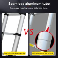 Échelle télescopique portable en aluminium à 15 marches, 7 m, crochets de toit, échafaudage moderne isolé et pliable pour la maison, l'extérieur, les escaliers, la salle de sport