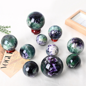 Wholesale Natural <b>Crystal</b> Healing Stone Hand Polished Feather Fluorite Sphere <b>Crystal</b> Decoration for Home Decoration - Product Image 1