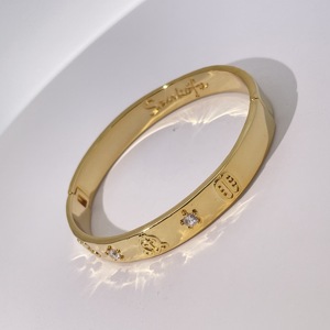 Brazalete de Cobre Chapado en Oro Grabado Vintage con Zirconia y Tótem de Tianyu Gems, Joyería de Moda - Product Image 2