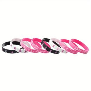 <span class=keywords><strong>Free</strong></span> Design Custom Pink Ribbon Armbänder Brustkrebs Awareness Silikon Armbänder - Product Image 2