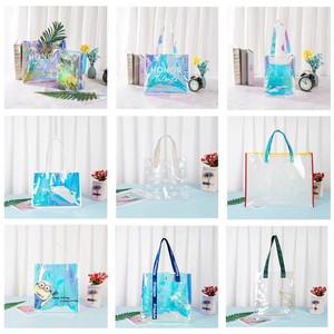 Sac à provisions durable en PVC de grande capacité Sac fourre-tout de plage en plastique de couleur transparente avec poignée épaisse - Product Image 6