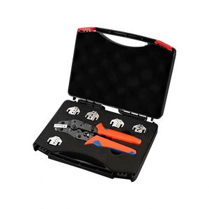 <span class=keywords><strong>Pince</strong></span> <span class=keywords><strong>à</strong></span> sertir <span class=keywords><strong>à</strong></span> cliquet série SN économique, équipée de contacts en cuivre pour la connexion de câbles RF mâles/femelles - Product Image 1