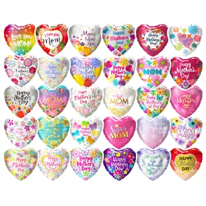 Custom Design New Arrival Heart Shaped Flower Printed Helium Balloons Happy Mothers Day Decorations China Mylar Balloons