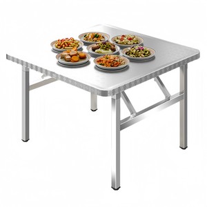 Nhà Hàng Xách Tay Thép Không Gỉ Bàn Ăn Gấp Hình Chữ Nhật Bảng Thép Không Gỉ Bàn Ăn Cho Nhà Trường Căng tin - Product Image 6